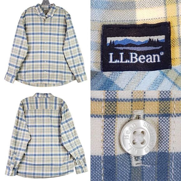 LL Bean Shirt Mens Large L Long Sleeve Heavy Canvas Button Up Collared Plaid - Picture 1 of 11